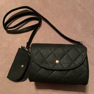 Elegant Black Felt Quilted Women's Bag NWOT